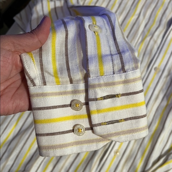 Sean John stripped linen button up shirt size XL - Picture 3 of 11